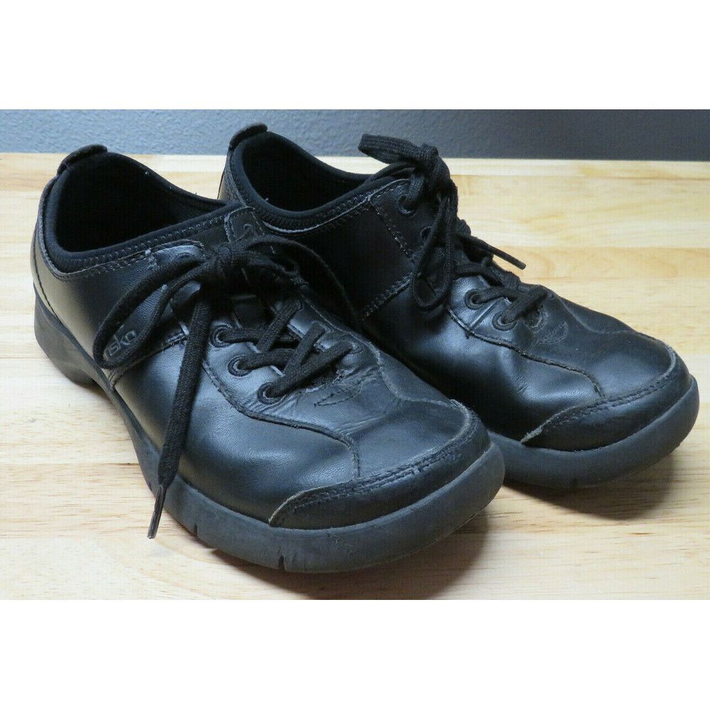 Dansko Elise Black Leather Nursing Lace Up Oxford Sneakers Womens 6.5 - 7 EU 37‎